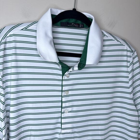 RLX Ralph Lauren‎ Men's Classic Fit Performance Polo Shirt XL Green Striped Golf - Picture 3 of 9